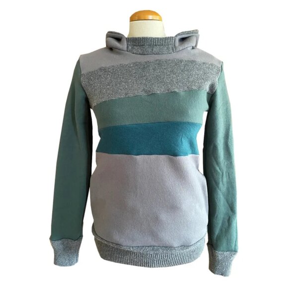 Ash and Moss Hoodie Upcycled with Pockets Sweatshirt One-Of-A-Kind MungoCrafts - Picture 1 of 5